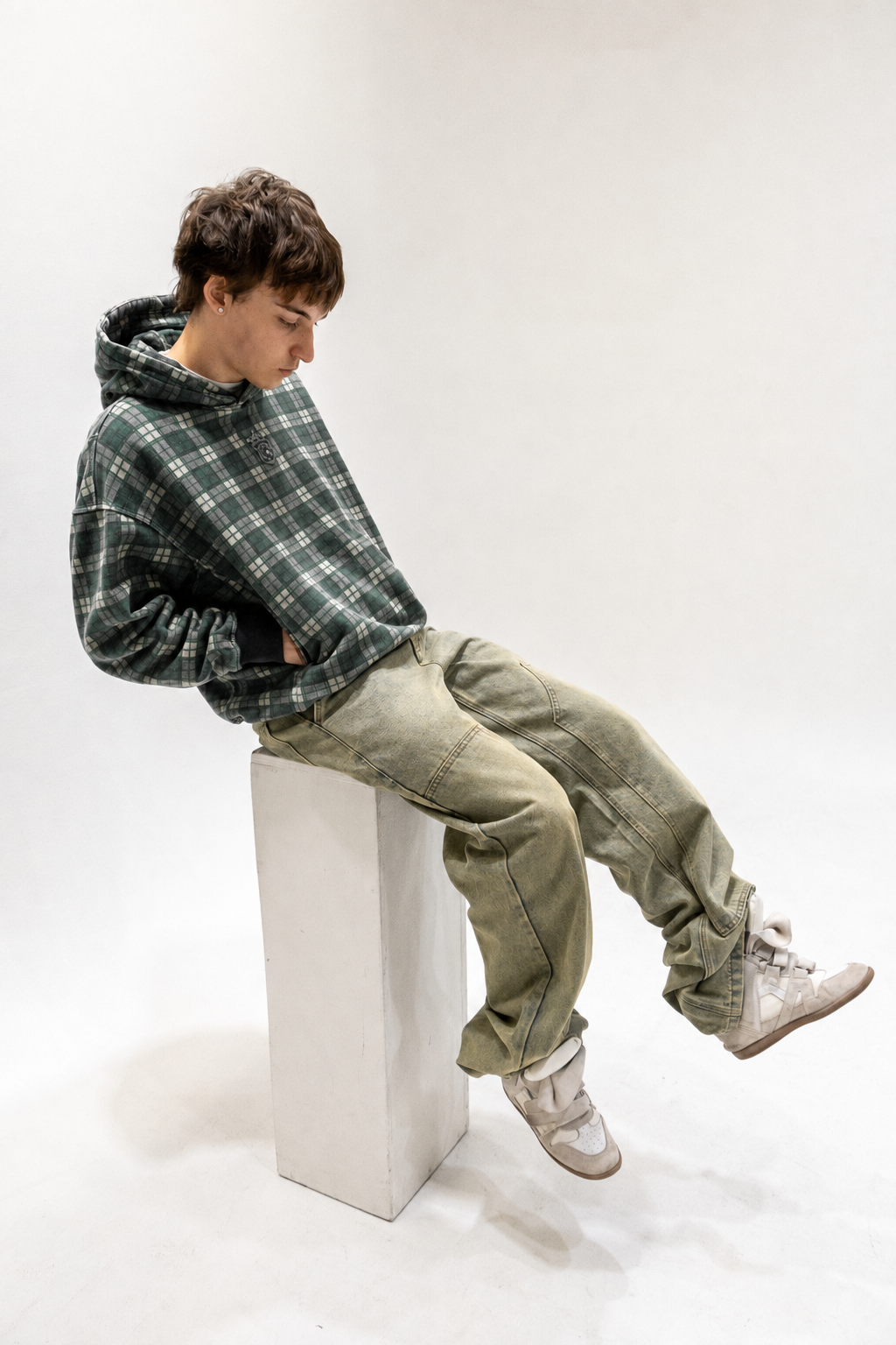 Forest Green Tartan Hidden Pocket Hoodie