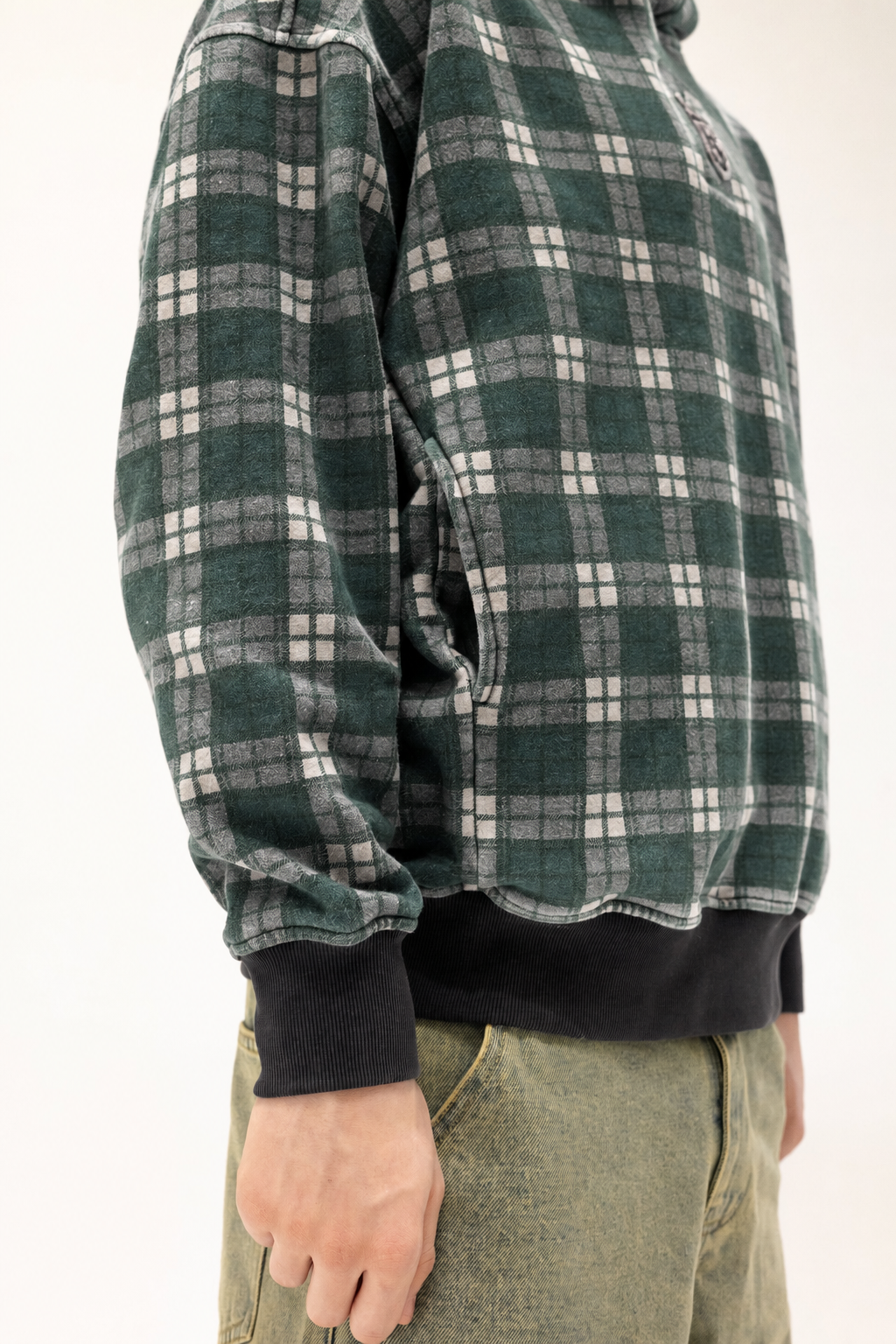 Forest Green Tartan Hidden Pocket Hoodie