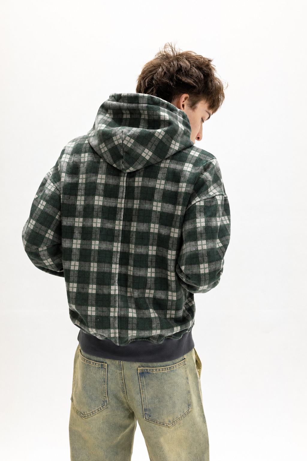 Forest Green Tartan Hidden Pocket Hoodie