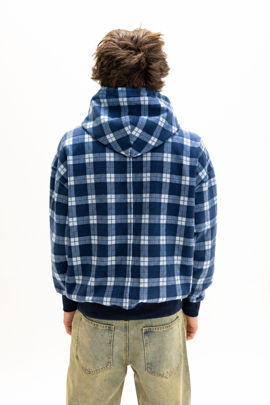Royal Blue Tartan Hidden Pocket Hoodie