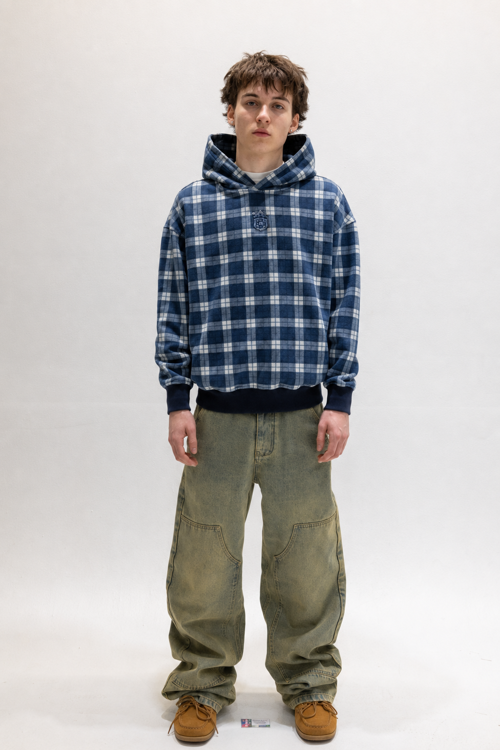 Royal Blue Tartan Hidden Pocket Hoodie