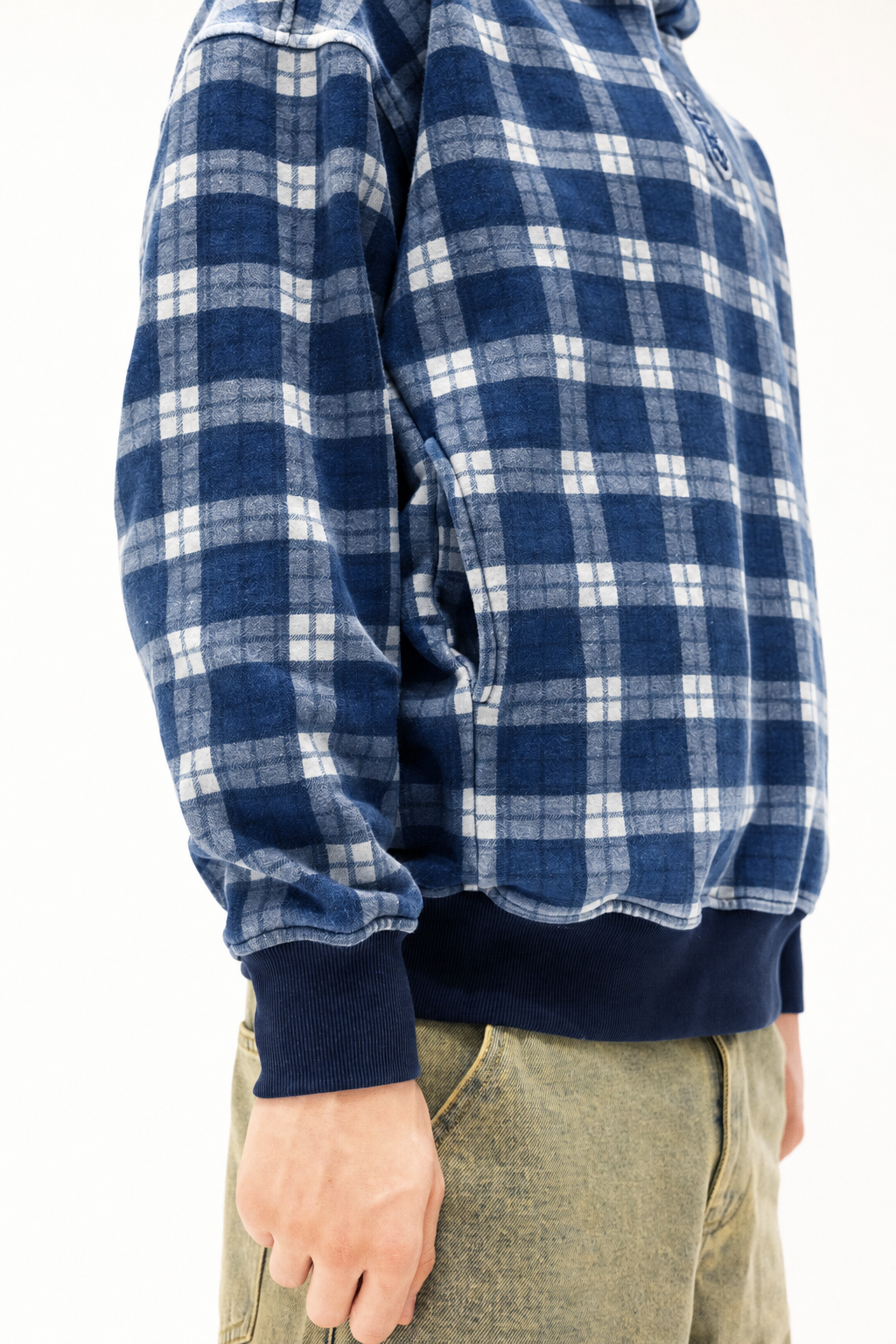 Royal Blue Tartan Hidden Pocket Hoodie