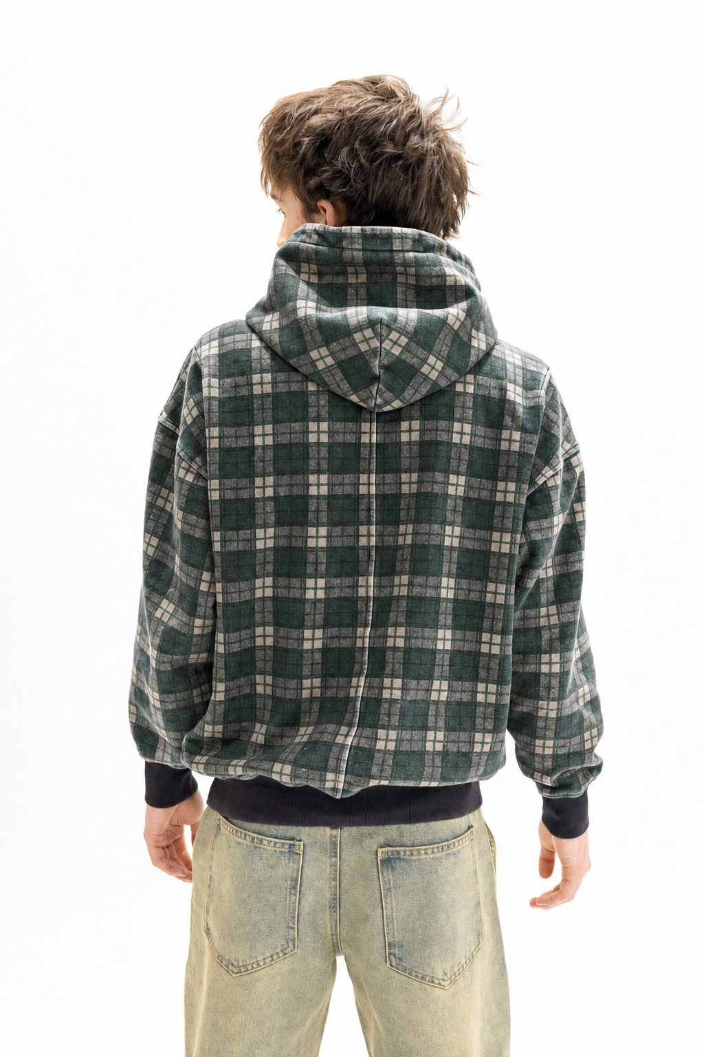 Forest Green Tartan Hidden Pocket Hoodie