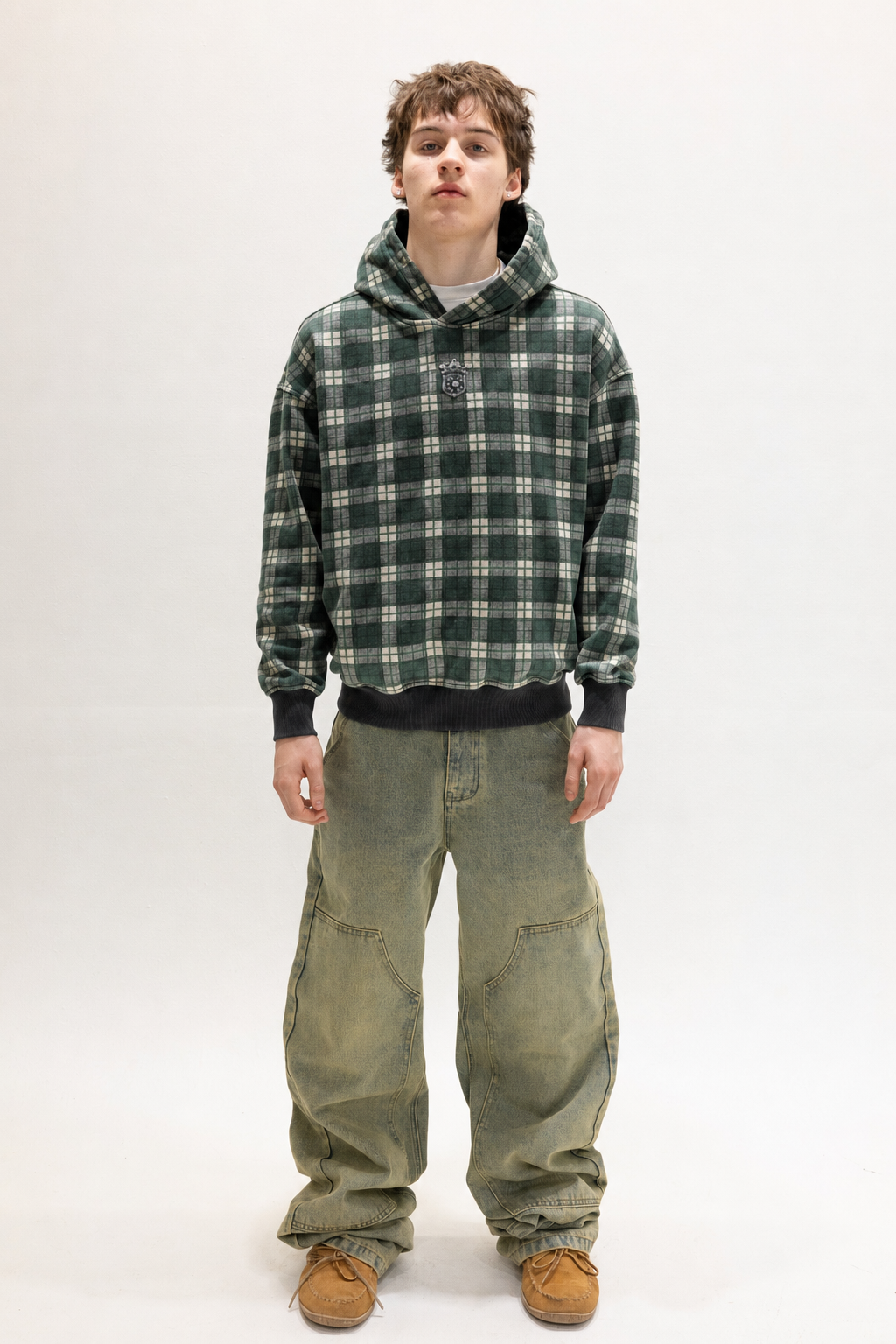 Forest Green Tartan Hidden Pocket Hoodie