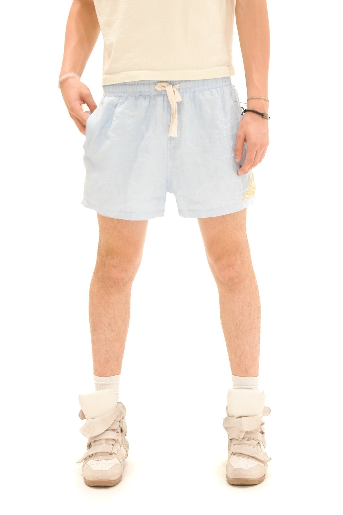 Jersey Silk Lined Linen Shorts