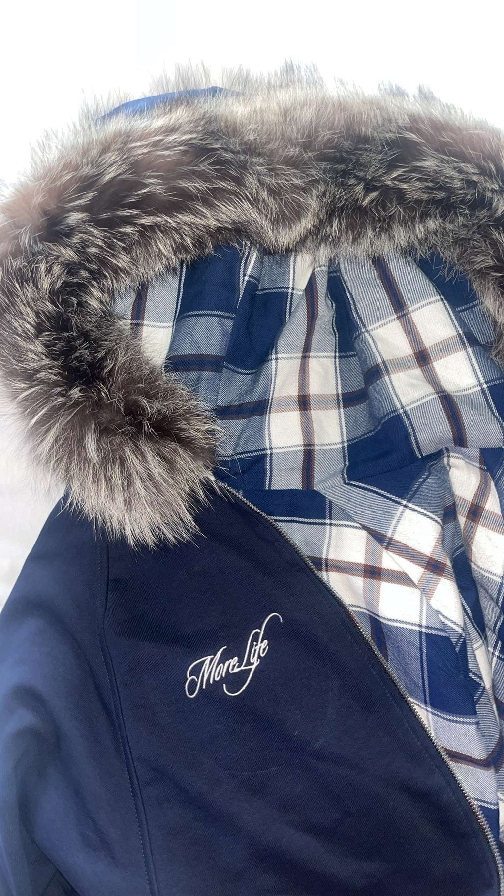Plaid Mountain Goat Fur Zipup