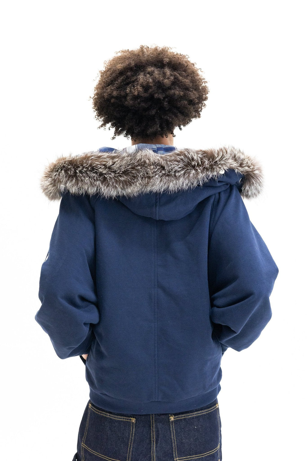 Plaid Mountain Goat Fur Zipup