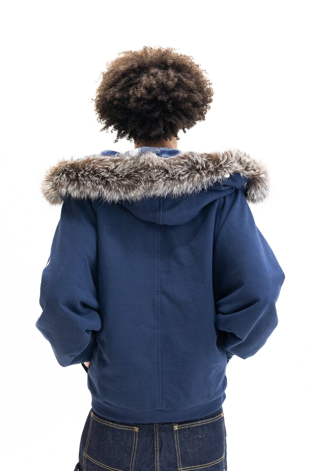 Plaid Mountain Goat Fur Zipup