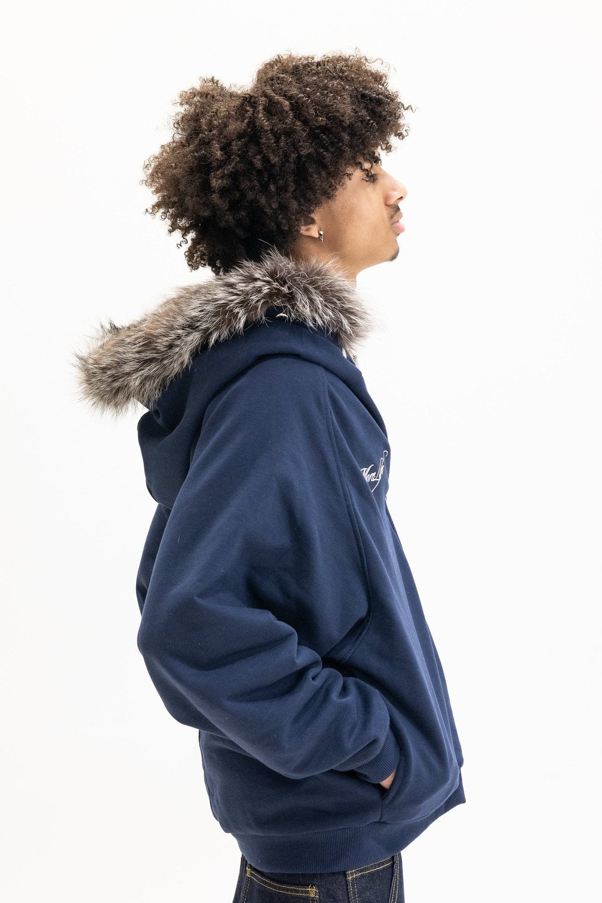 Plaid Mountain Goat Fur Zipup